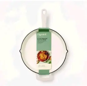 87713586 Figmint Enamel Cast Iron Skillet 500 Degree F 2.54 Quart Light Gray 12 Inch