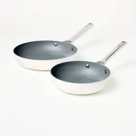 87713691 Figmint 2pk 8 Inch And 10 Aluminum Nonstick Frypan Set Cream -