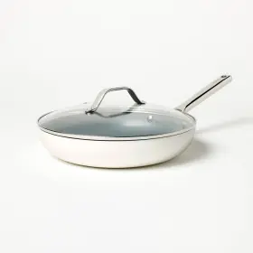 87713705 Figmint 12 Inch Nonstick Ceramic Coated Aluminum Frypan With Cover Cream -