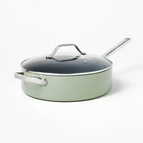 87713715 Figmint 5 Quart Nonstick Ceramic Coated Aluminum Saute Pan Sage Green -