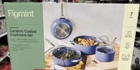 87713716 Figmint Brand New 7pc Figmint-nonstick Ceramic Coated Aluminum Cookware Set Blue