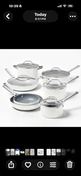 87713724 Figmint 12pc Aluminum Cookware Set 450 Degree F Cream Nonstick Ceramic Coated