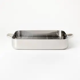 87713745 Figmint 2pc Stainless Steel Roaster With Wire Rack Silver -