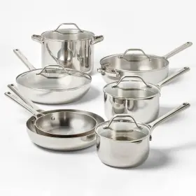 87713747 Figmint 18pc Stainless Steel Cookware Set 450 Degree F Silver Pan Protectors