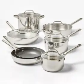 Figmint 87713748 12pc Nonstick Stainless Steel Cookware Set With 6pc Pan Protectors Silver