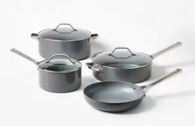 90022436 Figmint 7pc Aluminum Cookware Set 450 Degree F Dark Gray Nonstick Ceramic