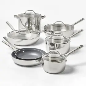 90863309 Figmint 12pc Stainless Steel Nonstick Cookware Set Dark Gray -