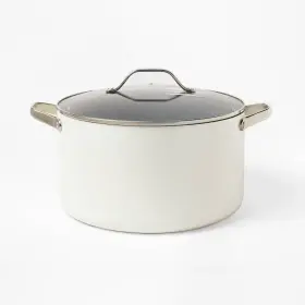 94304636 Figmint 12 Quart Nonstick Ceramic Coated Aluminum Wide Stock Pot Cream -