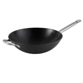 Fi726658 Finalcut 14 Inch Light Cast Iron Pre-seasoned Wok With Stainless Steel Handle