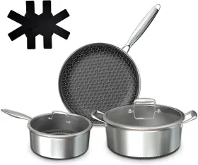 Cs-24-18-24-sl-4 Fogdream Nonstick Cookware Set 9.5 Inch Fry Pan 8 Quart Soup Pot 1.5 Sauce Wi