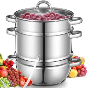 Fohere 762765693742 11 Quart Stainless Steel Steam Juicer Extractor Juice Steamer Pot For Fru