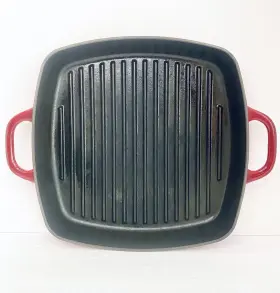 20gwav9cw9 Fontignac Grill Pan Cast Iron Red Enamel 11.75 Inch Double Handle Henckels France 30