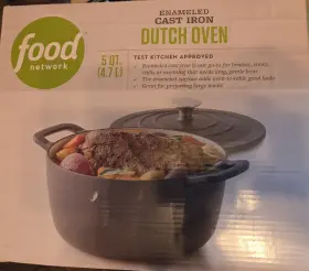 Food Network 048552557337 Enameled Cast Iron Dutch Oven With Lid 5 Quart 4.7 L Nib