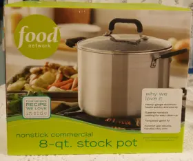 Ttu-14967 Food Network Nib 8 Quart Glass Lid Heavy Aluminum Non-stick Commercial Stock Pot