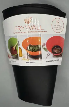 Frywall 788286539643 Splatter Guard 12 Inch Black Bpa Free Silicone Dishwasher Safe High Temp