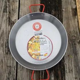 Garcima 412595100348 Carbon Steel Paella Pan With Red Handles 18 Inch Made In Spain