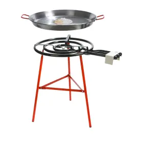 71035 Garcima Ibiza Paella Pan Set With Burner 28 Inch Carbon Steel And Reinforced Legs
