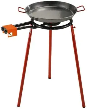 Garcima 850010901183 Mediterraneo Paella Pan Set 16 Inch Carbon Steel With Burner 10 Servings