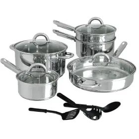 64208.12 Gibson Home Abruzzo Stainless Steel 12 Piece Cookware Set