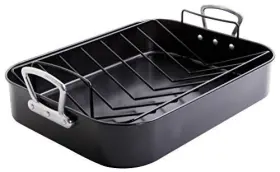 89134.02 Gibson Home Broxton 2 Piece Non-stick Turkey Roaster Black