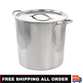 985118770m Gibson 16 Quart Whittington Stainless Steel Silver Stock Pot With Lid Kitchen Collection