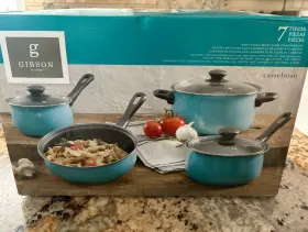 109464.07 Gibson Home Casselman 7 Piece Cookware Set In Turquoise