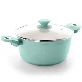 123888.02 Gibson Home Plaza Cafe Aluminum 4.5 Quart Dutch Oven W Soft Touch Handles In Sky Bl