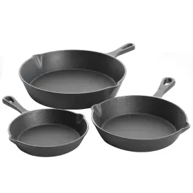9737 Gibson Home 669185198966 3 Piece Pre-seasoned Cast Iron Skillet Set In Black