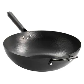 985114015m Gibson Home Wok Carbon Steel 13.4 Inch W Black Hammered Heavy Gauge Induction Ready