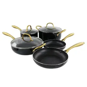 985119815m Gibson Home Cookware Set 12-piece Nonstick Aluminum Black With Ergonomic Handles