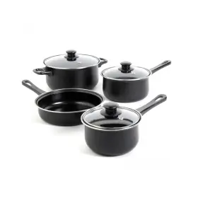 83681.07 Gibson Home Chef Du Jour 7 Piece Carbon Steel Nonstick Cookware Set In Black