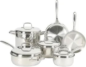 Gibson Overseas Inc. 085081711922 Oster Platinum Sedwick Stackable Stainless Steel Pots And Pans Cookware Set With Do