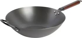 131286.01r Gibson Overseas Inc Carbon Steel Flat Bottom Wok And Stir Fry Pan 14-inch