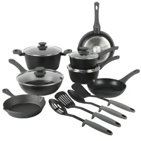 129209.15r Gibson Soho Lounge Nonstick Forged Aluminum Induction Pots And Pans Cookware Set With Cast Iron Ski