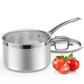 Glendaveny 747976974132 Tri-ply Stainless Steel Sauce Pan With Lid 3-quart Saucepan Pot Multip