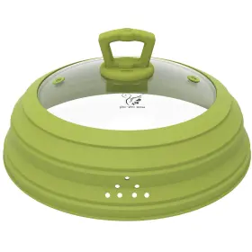 Glou-glou Goose Ggg Ybs-27-green Microwave Splatter Cover Vented Glass Guard Lid With Collapsible