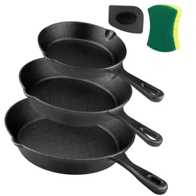 Goeszooin 755534448186 Cast Iron Skillet Set -3 Piece 6 Inch 8 And 10