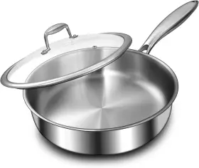 Gk-jp280-g-amz Golden Key 12 Inch Tri-ply Stainless Steel Frying Pan Pans With Lid Skillet Induction All