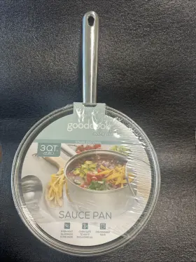 Good Cook 076753541886 Stainless Steel 3-quart Sauce Pan With Glass Lid New