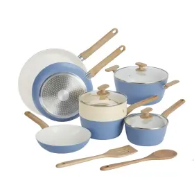 Goodcook 076753045315 12-piece Healthy Ceramic Titanium-infused Cookware Set Light Blue Pots Pa