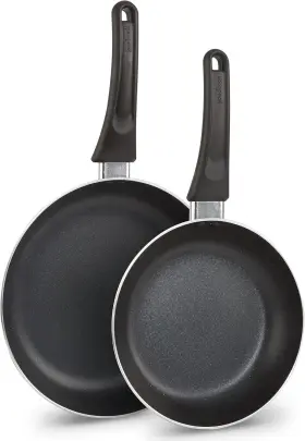 Goodcook 076753116459 Nonstick Aluminum Frying Pan Set 8 Inch And 10 Skillets Black Even Heat