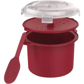 20156 Goodcook 3 Cup Plastic Red Microwave Rice Steamer