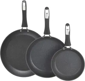 6190 Goodcook 3-piece Micro-divot Nonstick Aluminum Fry Pan Set With Black