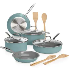 Goodful 741393002690 Ceramic Nonstick Pots And Pans Set Titanium-reinforced Premium 12 Piece