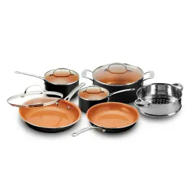 Gotham Steel 080313014581 Diamond 10 Piece Copper Non Stick Cookware Set Pots Pans Lids Nib