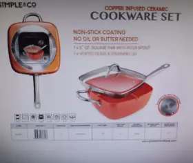Gotham Steel 080313024443 Simple And Co. Square Non-stick Copper Deep Pan