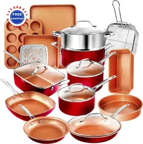 Gotham Steel 080313075490 20 Piece All In One Kitchen Cookware And Bakeware Set Pots Pans