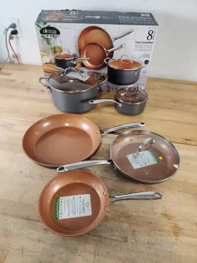 Gotham Steel 080313082948 8 Piece - Pro Non-stick Hard Anodized Cookware Set Ceramic Titanium