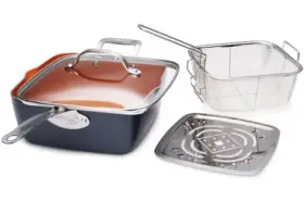1194 Gotham Steel New 9.5 Inch 5-piece Non-stick Deep Square Dish Pan Titanium And Ceramic