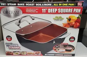 1492 Gotham Steel Xl 11 Inch Copper Deep Square All In One 6.5 Quart Chef Pan- 4 Piece Set